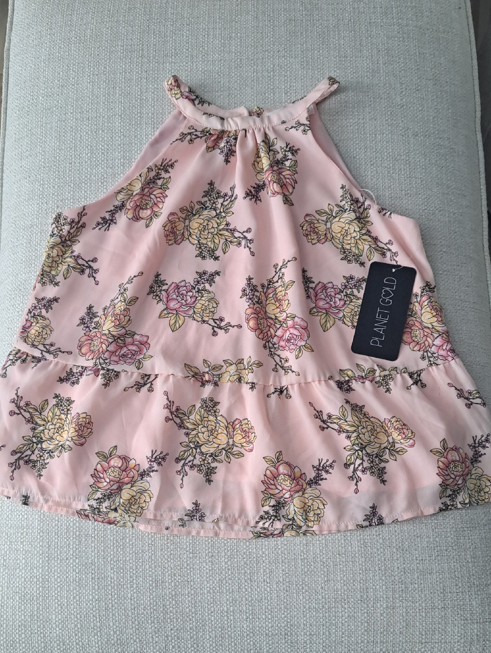 Planet Gold Blush Pink Floral Halter Top